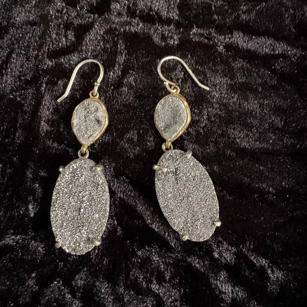 Silpada Sterling & Brass Glisten Up Druzy Quartz Earrings W3147